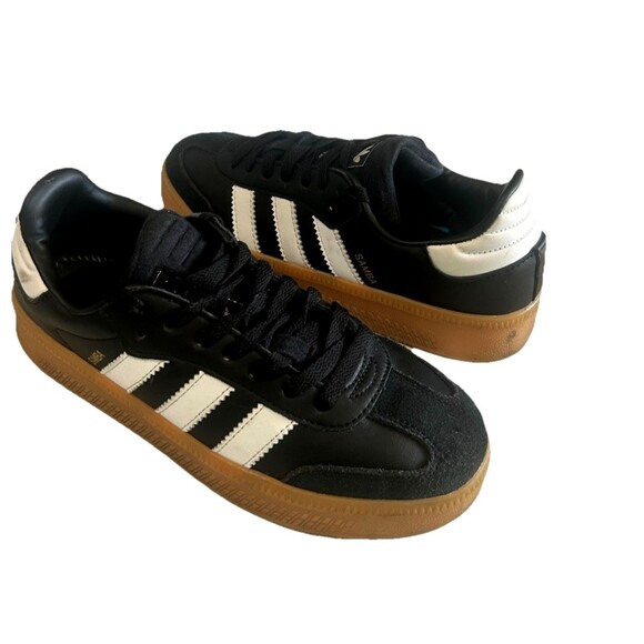 Adidas Samba XLG W 8 / M 7 Black White Stripes Leather Gum Unisex IE1379 - Picture 3 of 12